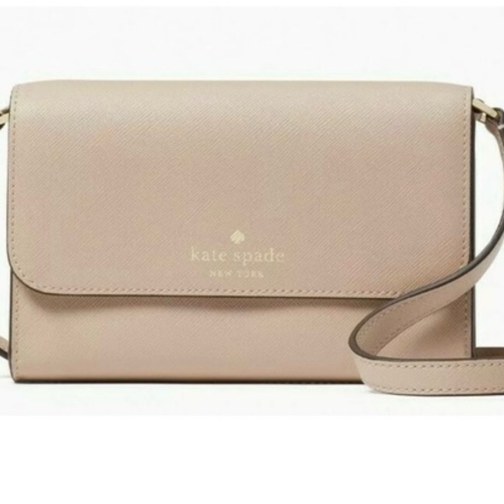Kate Spade New York Brynn Small Flap Crossbody Bag Warm Beige Saffiano‎ K4804